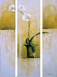Wei&szlig;e Orchidee - Acryl, 3-teilig, 100 cm x 20 cm, 30 cm, 20 cm