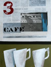 Cafe - Acrylcollage, 40 cm x 30 cm